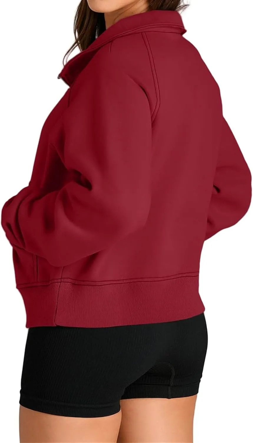Mmoneyake Sweatshirt for Women Fleece Lined Half Zip Cropped Pullover Long Sleeve Oversized Sweatshirts Warm Pullover Tops