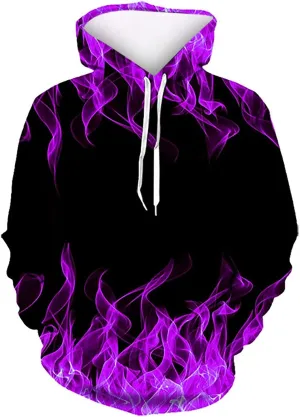 Muscularfit 5xl Mens Hoodies Big and Tall Drawstring Causal Long Sleeve 3D Flame Print Graphic Pullover Crewneck Sweatshirts