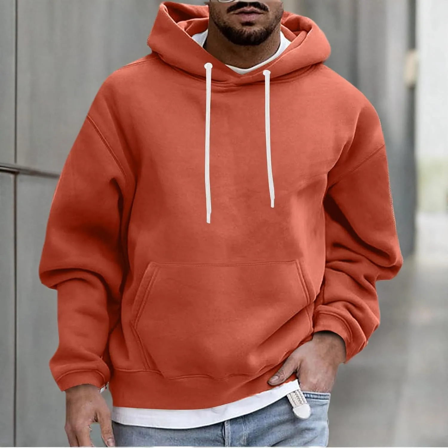 Muscularfit Mens Big and Tall Graphic Hoodies Causal Solid Drawstring Sports Pullover Hooded Long Sleeve Workout Sweatshirts
