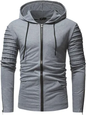 Muscularfit Zip Up Hoodie Men Loose Fit Workout Sport Sweatshirts Drawstring Long Sleeve Solid Shirts Fall Fashion Coat 2023