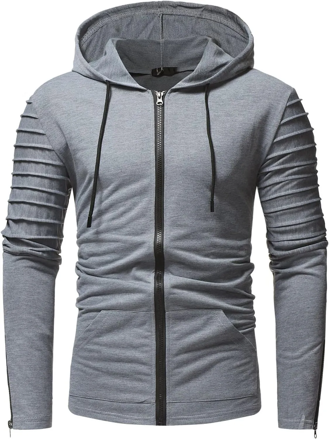 Muscularfit Zip Up Hoodie Men Loose Fit Workout Sport Sweatshirts Drawstring Long Sleeve Solid Shirts Fall Fashion Coat 2023