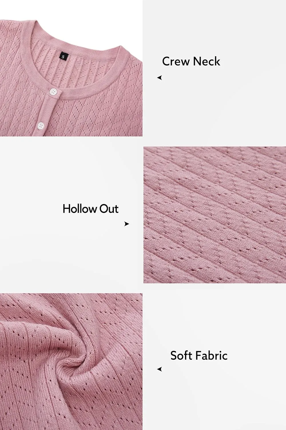 Newshows Womens Cropped Cardigan Sweaters 2025 Summer Lightweight Short Sleeve Bolero Shrug Hollow Out Button Down Tops