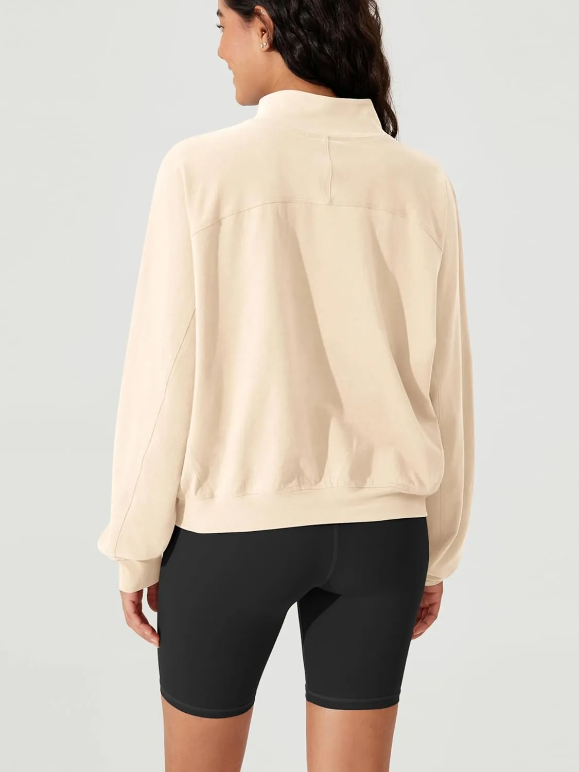ODODOS Women's Purevibe Cotton Half-Zip Pullover Funnel Neck Sweatshirts Long Sleeve Tops