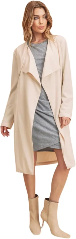 Open Front Long Sleeve Longline Coat