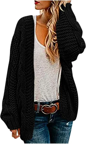 Oversized Cardigan for Women 2023 Long Sleeve Open Front Chunky Cable Knit Sweaters Loose Fit Slouchy Casual Cardigans