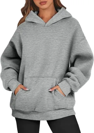 Oversized Hoodies for Women Fleece Drop Shoulder Ribbed Sweatshirt Casual Pullover Loose Fit Long Sleeve Tops w/Pockets