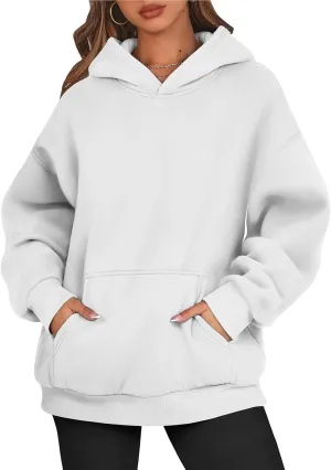 Oversized Hoodies for Women Fleece Drop Shoulder Ribbed Sweatshirt Casual Pullover Loose Fit Long Sleeve Tops w/Pockets