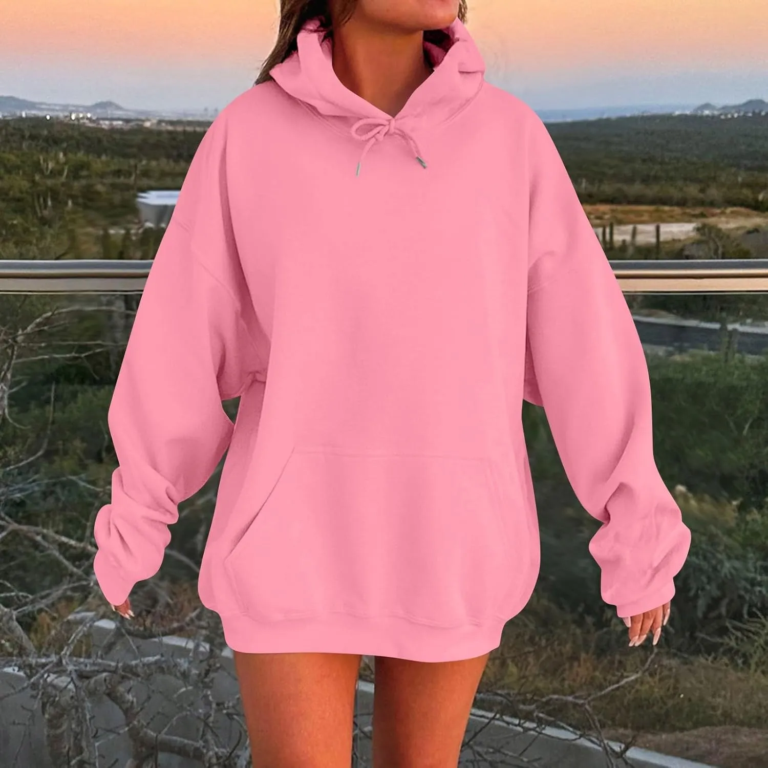 Oversized Hoodies for Women Y2k Drawstring Long Sleeve Fleece Pullover Sweatshirts Fall Outfits Clothes with Pockets