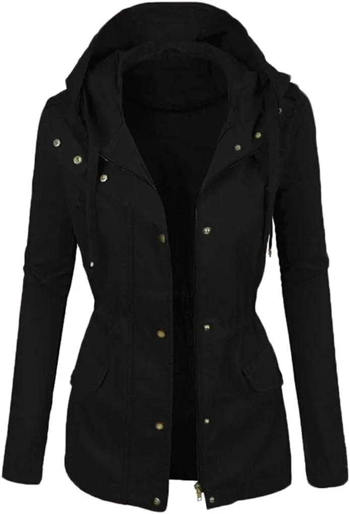 Oversized Military Safari Anorak Jacket Hoodies Zip Up Parka Casual Lightweight Utility Motorcycle Winter Coat