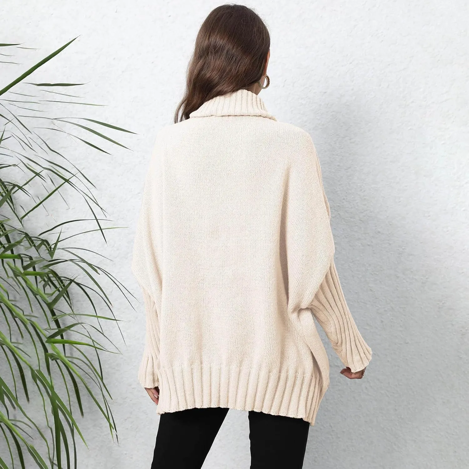 Oversized Sweaters for Women Turtle Neck Long Sleeve Blouse Loose Button Down Sweater Thick Warm Pullover Blouse