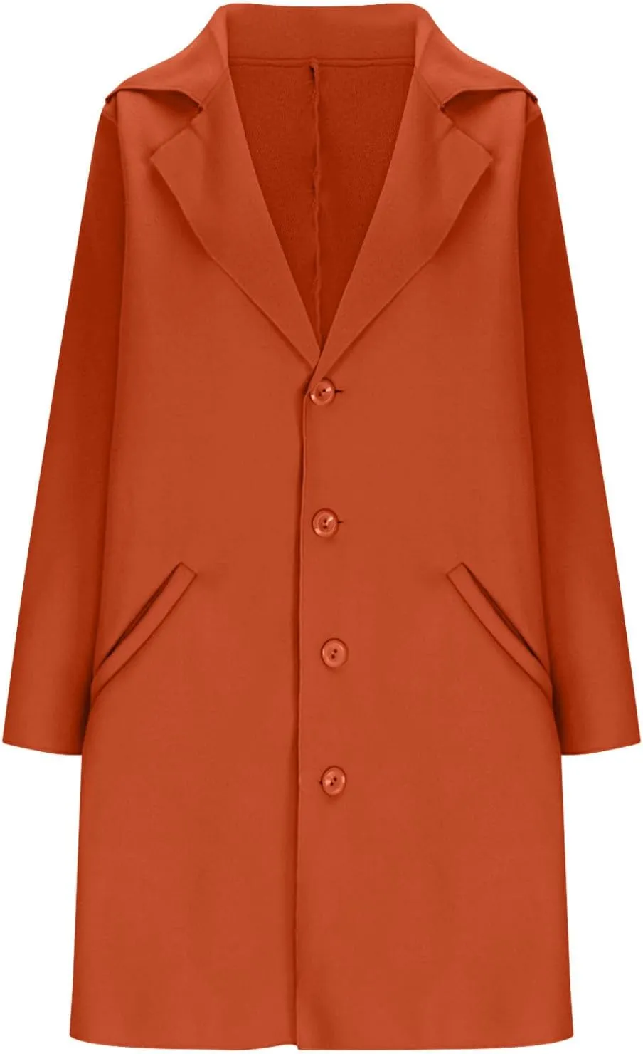 Pea Coats for Women Fall Mid-Long Wool Blend Peacoat Notched Lapel Collar Single-Breasted Overcoat Plus Size Trench Coat