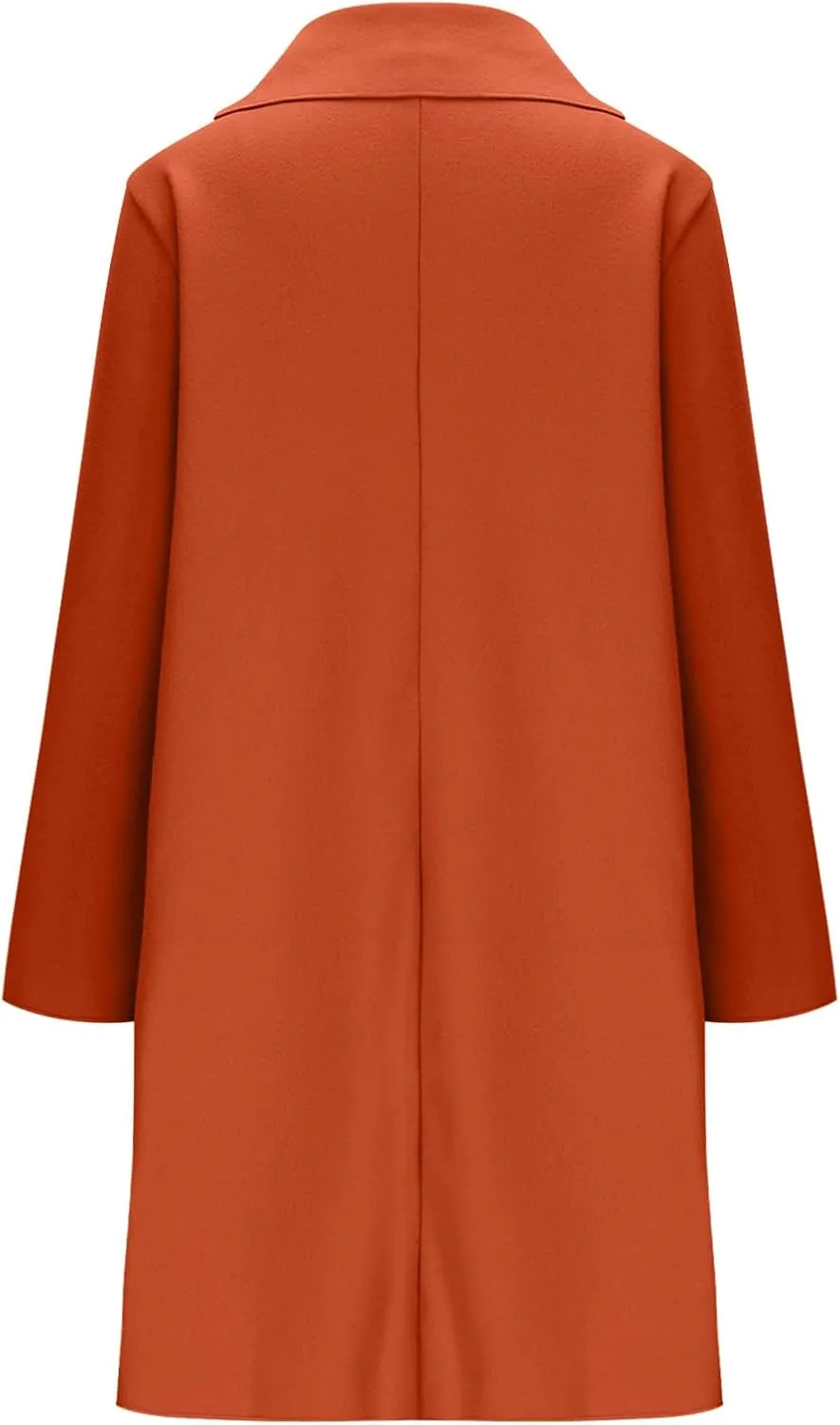 Pea Coats for Women Fall Mid-Long Wool Blend Peacoat Notched Lapel Collar Single-Breasted Overcoat Plus Size Trench Coat