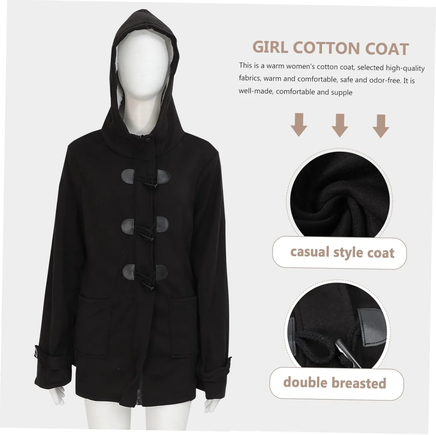 Pea Jacket Peas Pea Coats for Women Wool Pea Coat Cotton Coat Long