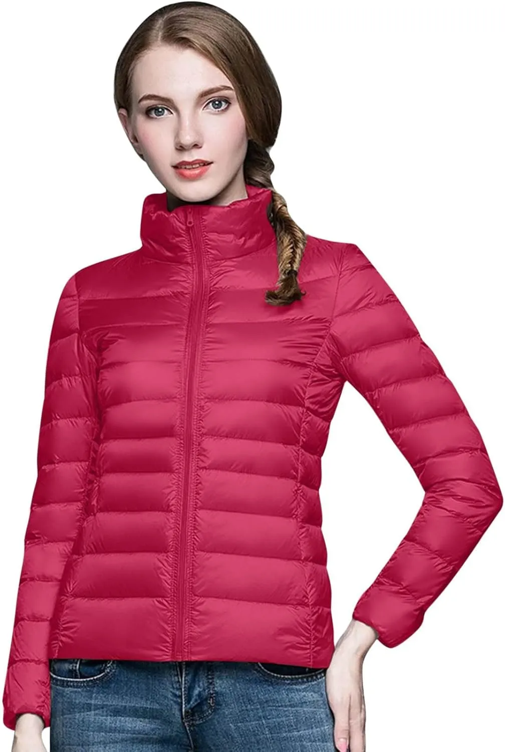 Puffer Jackets for Women Winter Warm Packable Down Jacket Ultra Light Slim Fit Hooded Jacket Short Duck Down Coat