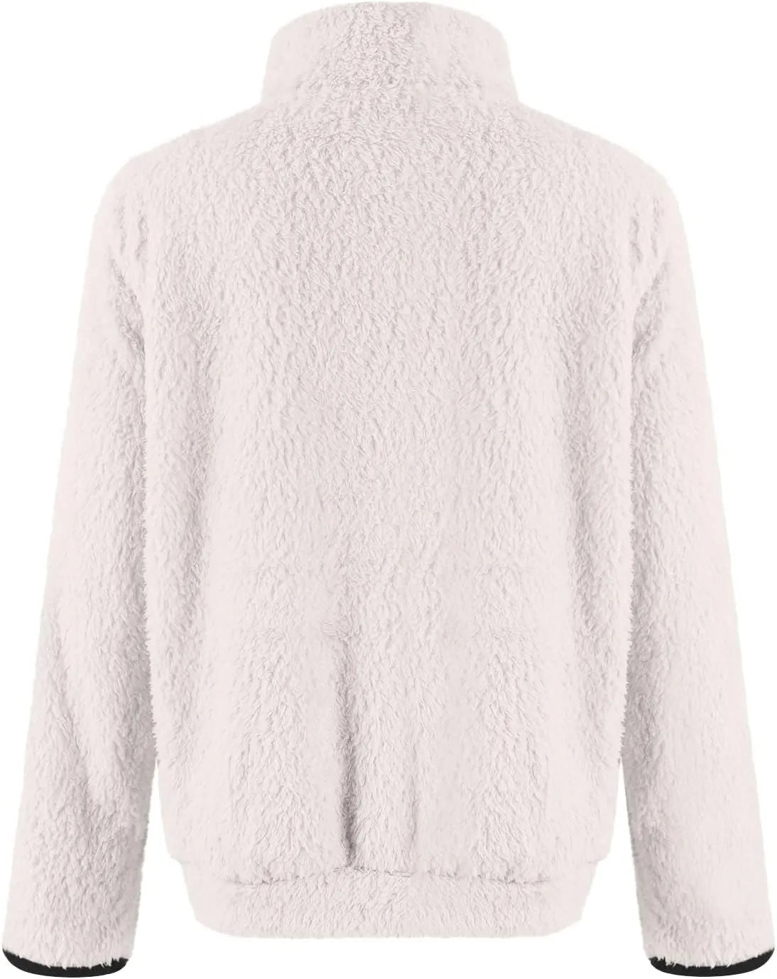 Quarter Zip Pullover Women Sherpa Fleece Hoodie Cropped Half Zip Sweatshirt with Pocket Cozy Soft Fluffy Sweaters