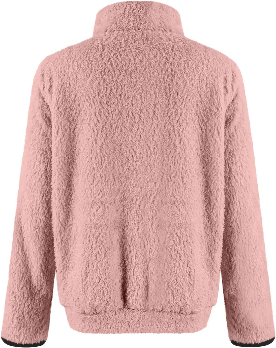 Quarter Zip Pullover Women Sherpa Fleece Hoodie Cropped Half Zip Sweatshirt with Pocket Cozy Soft Fluffy Sweaters