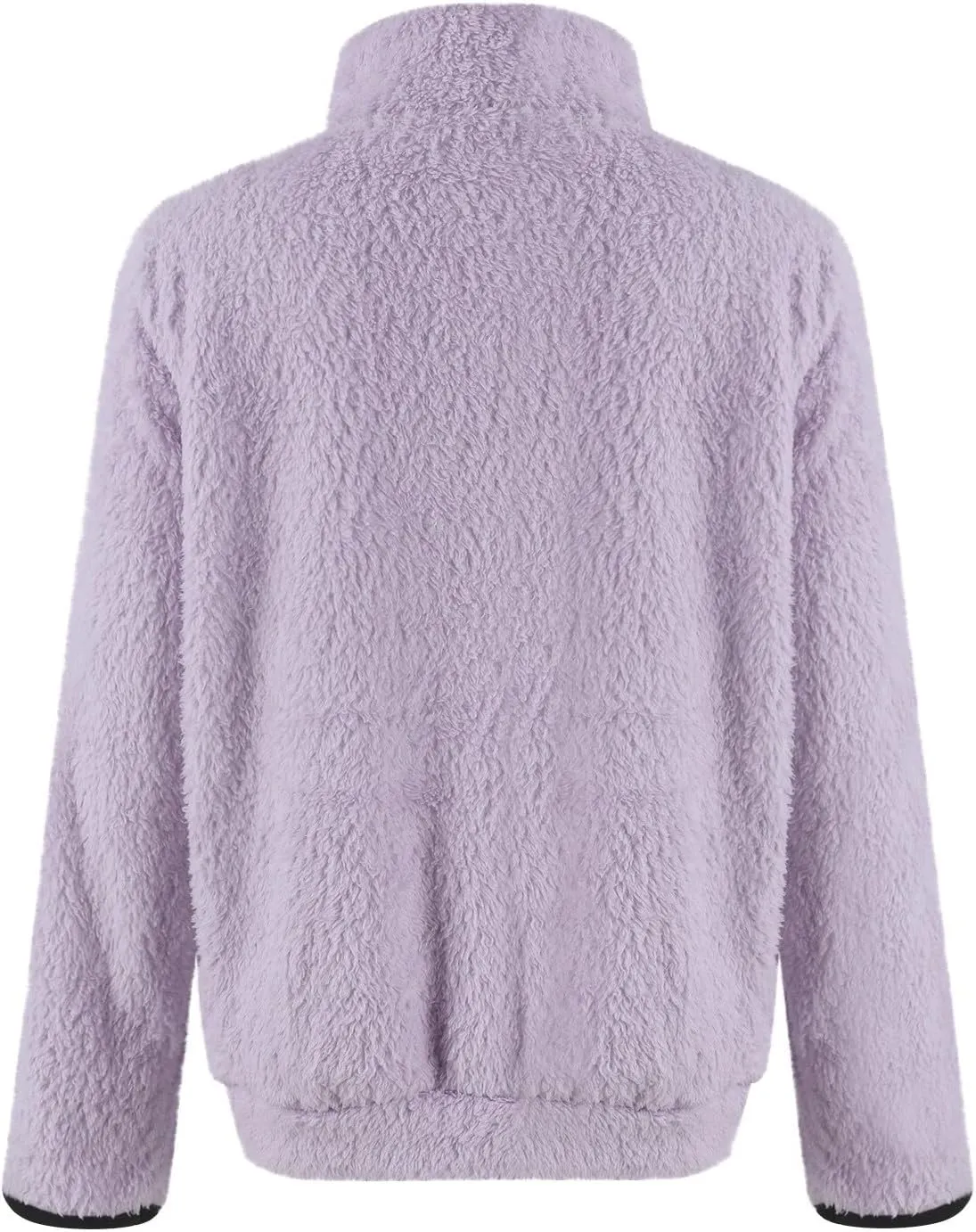 Quarter Zip Pullover Women Sherpa Fleece Hoodie Cropped Half Zip Sweatshirt with Pocket Cozy Soft Fluffy Sweaters