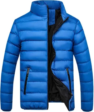 Quilted Coats for Men Plus Size Puffer Jackets Warm Padded Down Coat Zipper Winter Outerwear with Pockets Ski Coats