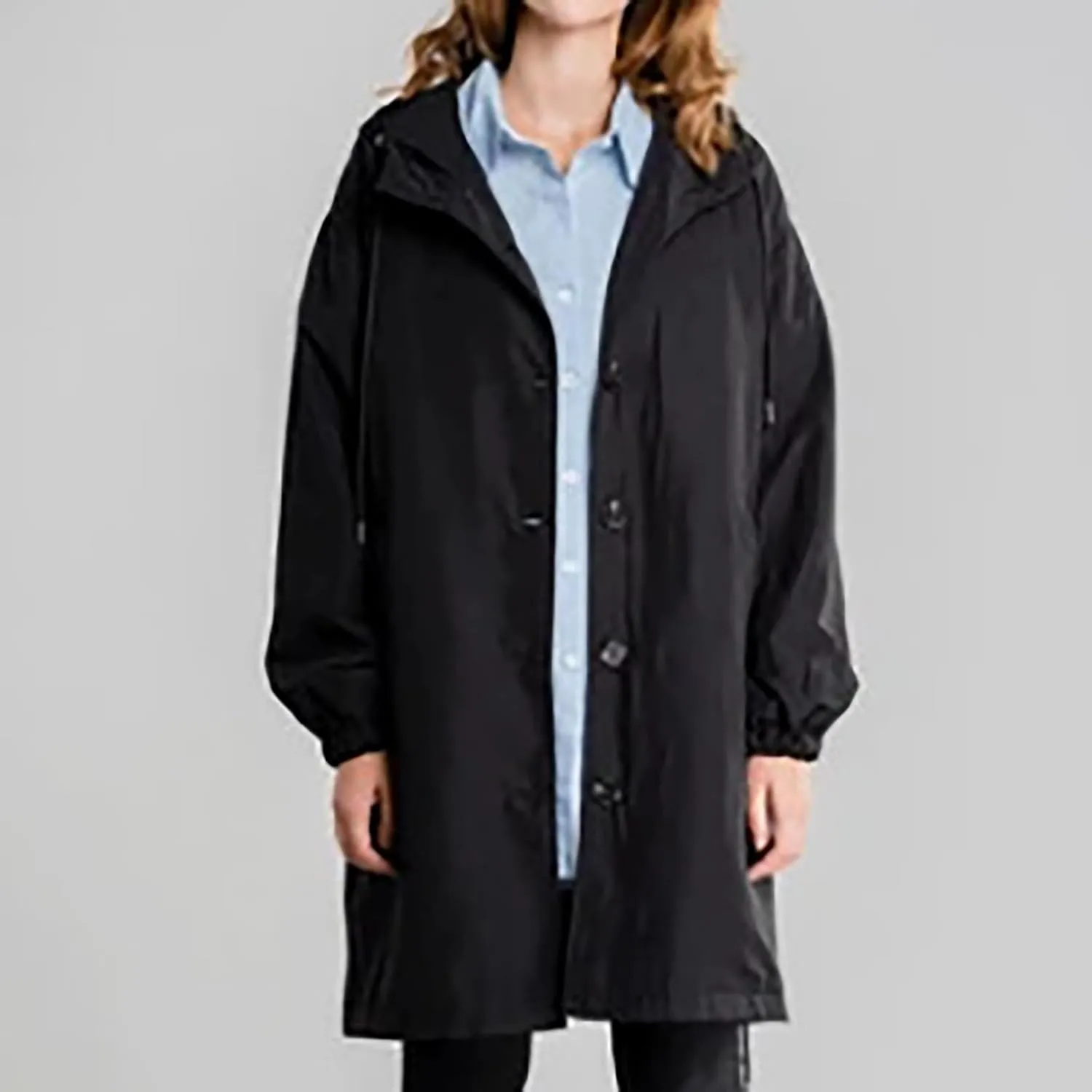 QWENTMTNTY Plus Size Trench Coats for Women Winter Trendy Long Trenchcoat with Hood Casual Oversized Single Breased Pea Coats
