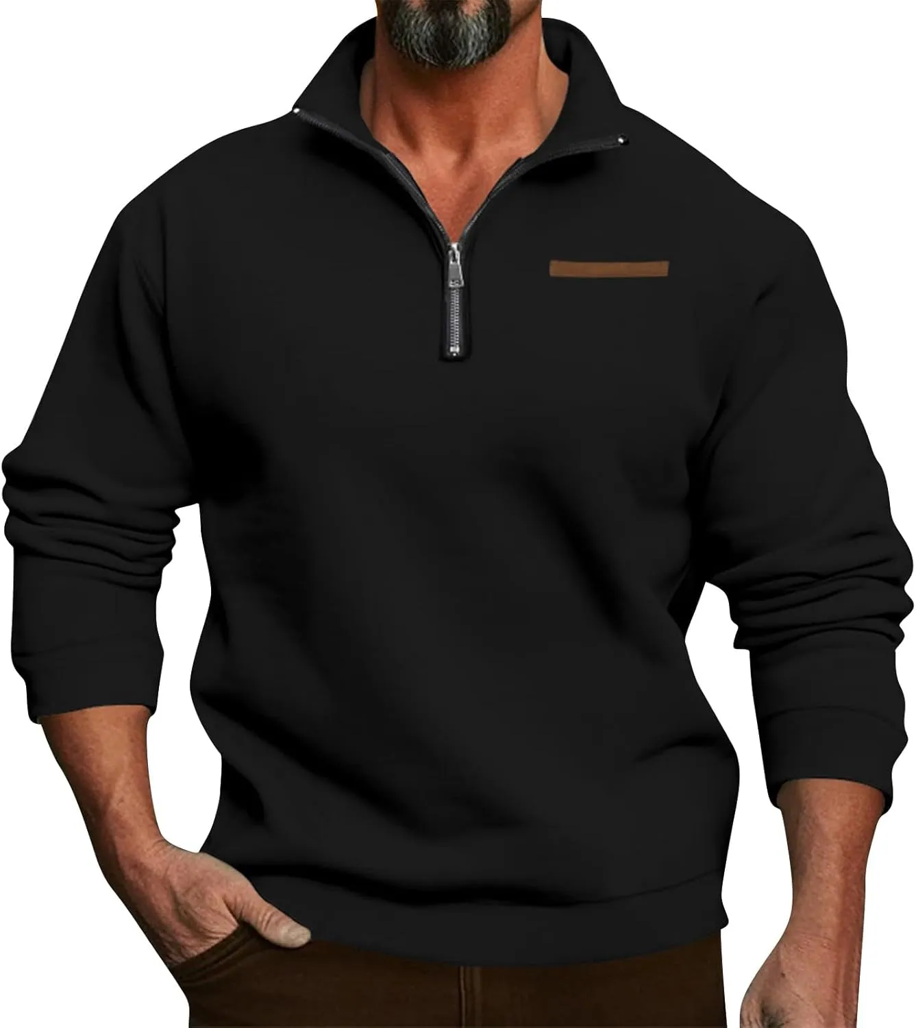 RTTUIOP Mens 1/4 Zip Pullover Fleece Western Sweaters Work Pullover Long Sleeve Solid Warm V Neck Quarter Zip Pullovers