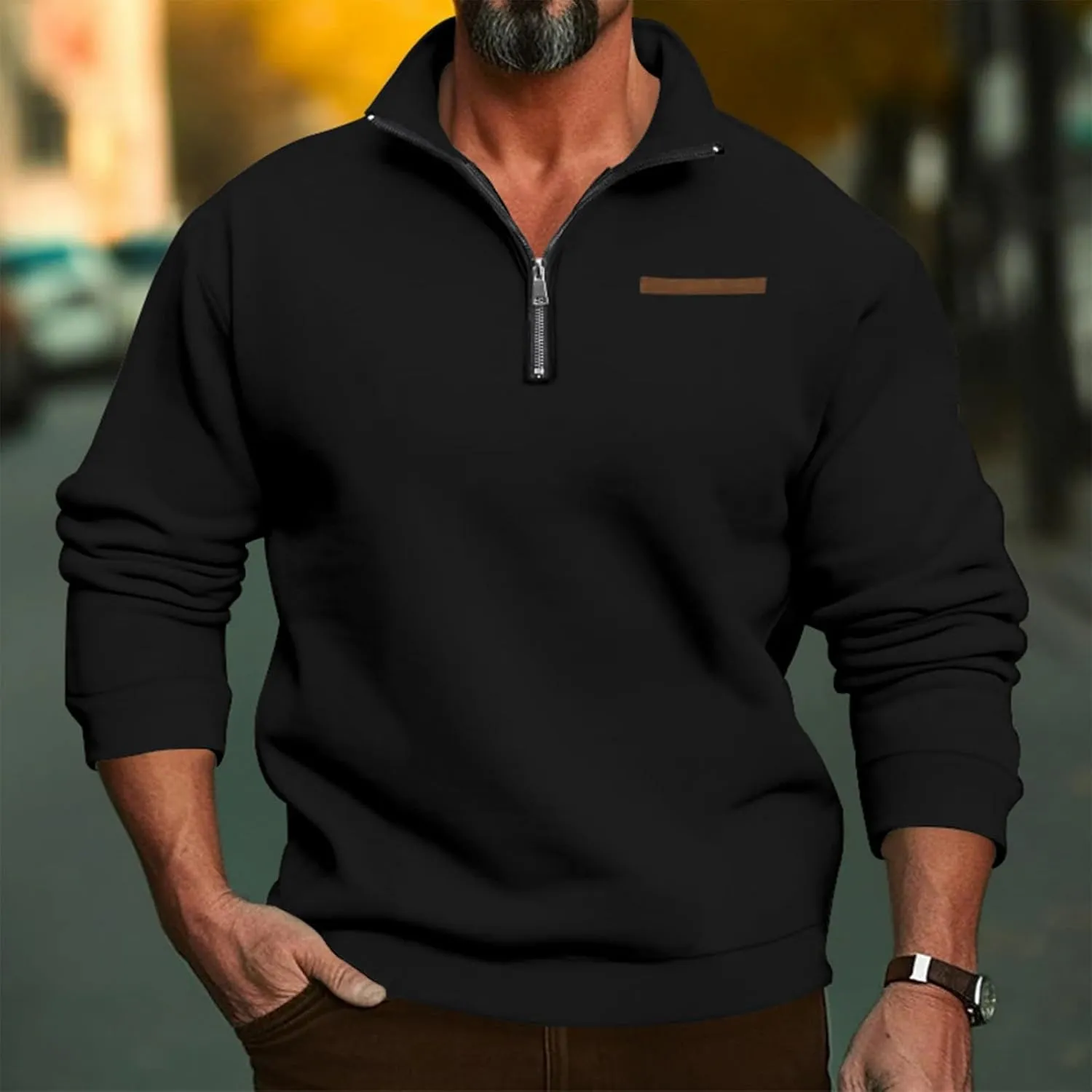 RTTUIOP Mens 1/4 Zip Pullover Fleece Western Sweaters Work Pullover Long Sleeve Solid Warm V Neck Quarter Zip Pullovers