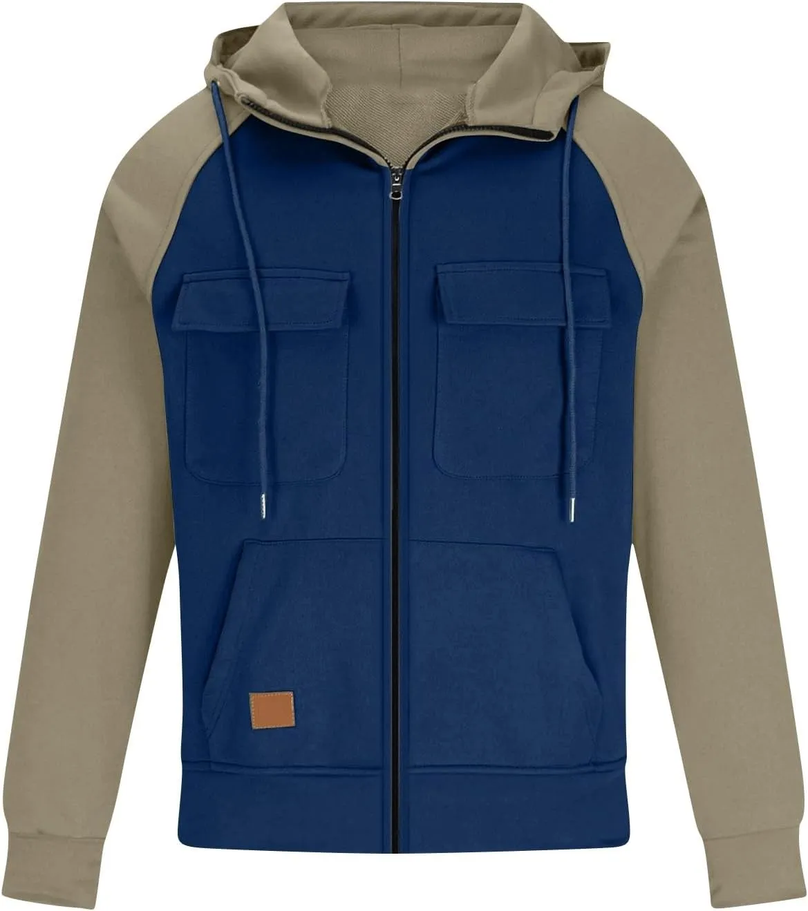 RTTUIOP Mens Jacket Full Zip Up Hooded Long Sleeve Lightweight Sweatshirt Solid Color Warm Jacket with Pockets