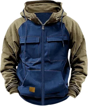 RTTUIOP Mens Jacket Full Zip Up Hooded Long Sleeve Lightweight Sweatshirt Solid Color Warm Jacket with Pockets