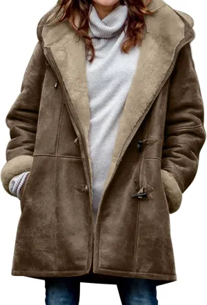 Sherpa Jacket for Women 2024 Winter Warm Coat Fleece Lined Coat Mid Length Winter Jacket Plus Size Sherpa Outwear
