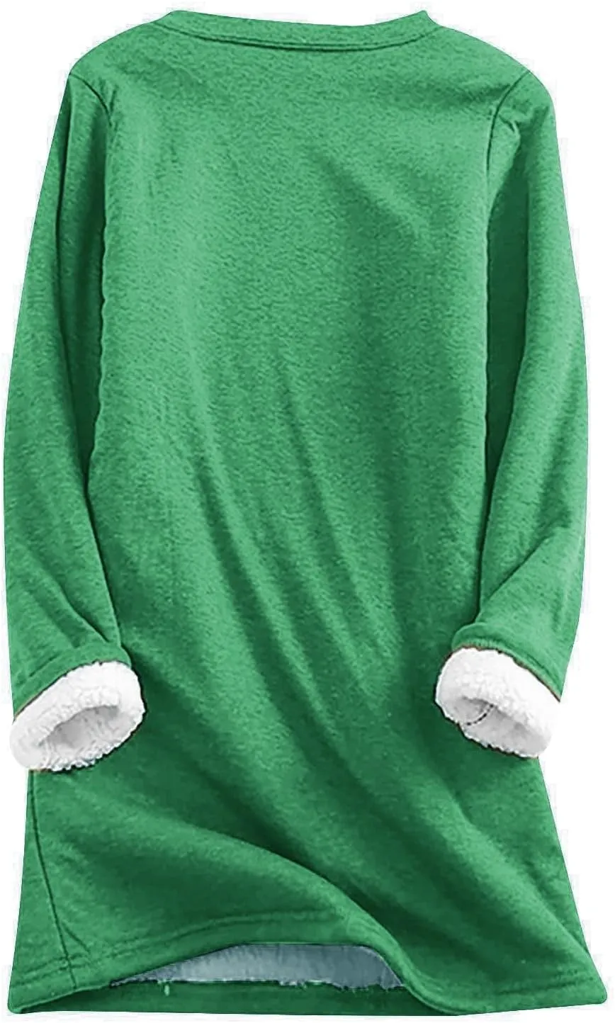Sherpa Lined Fleece Pullover for Women Winter Warm Fuzzy Sweatshirt Yes I'm Cold Me 24:7 Funny Letter Print Tops