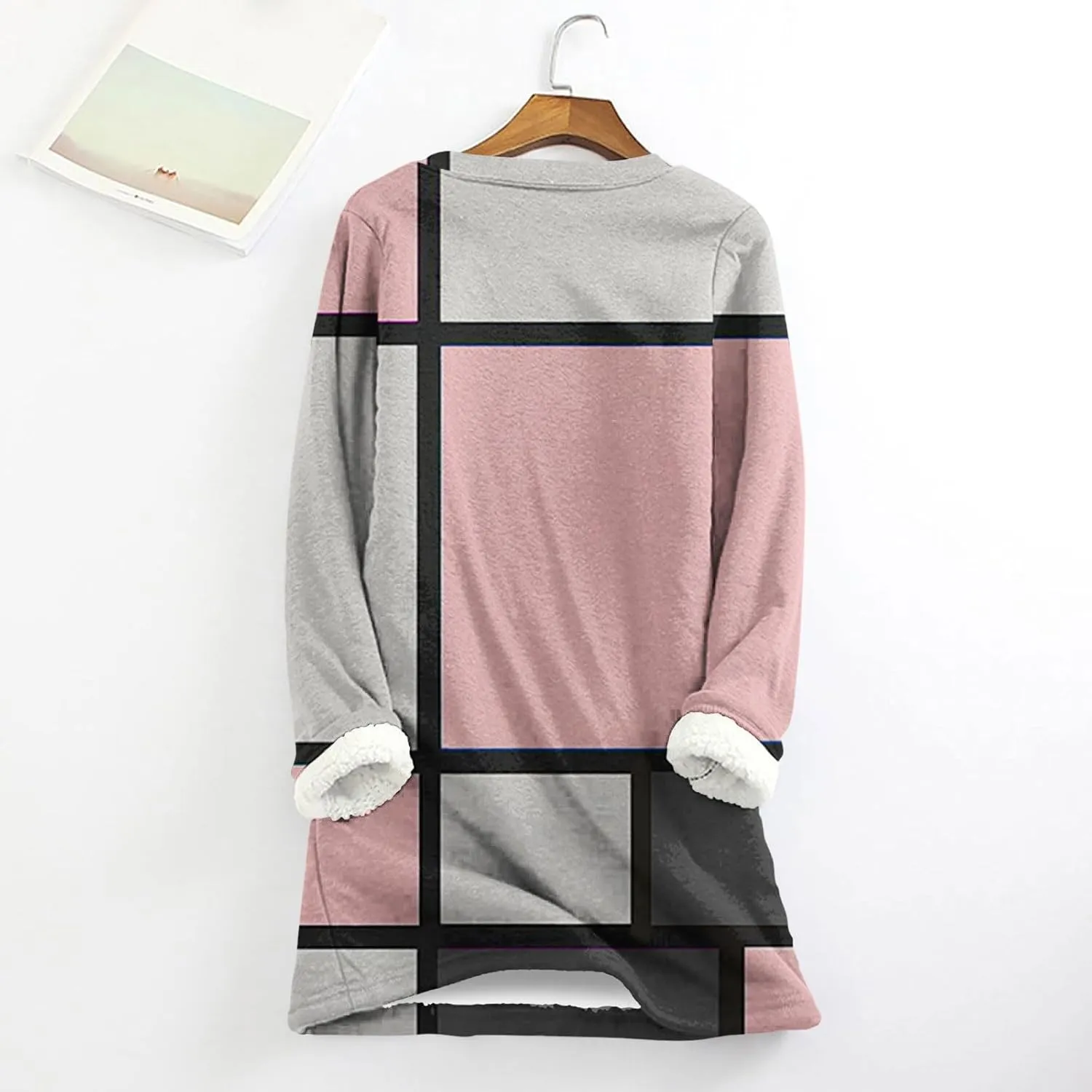 Sherpa Lined Sweatshirt Women Fleece Crewneck Shirts Long Sleeve Graphic Pullover Sweater Fall Thermal Thick Top