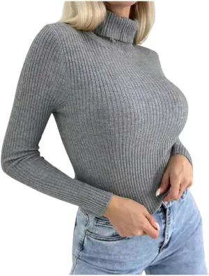 Short Slim Fit Sweater Women Turtle Neck Knit Top Lightweight Warm Sweater Long Sleeve Undershirt Top