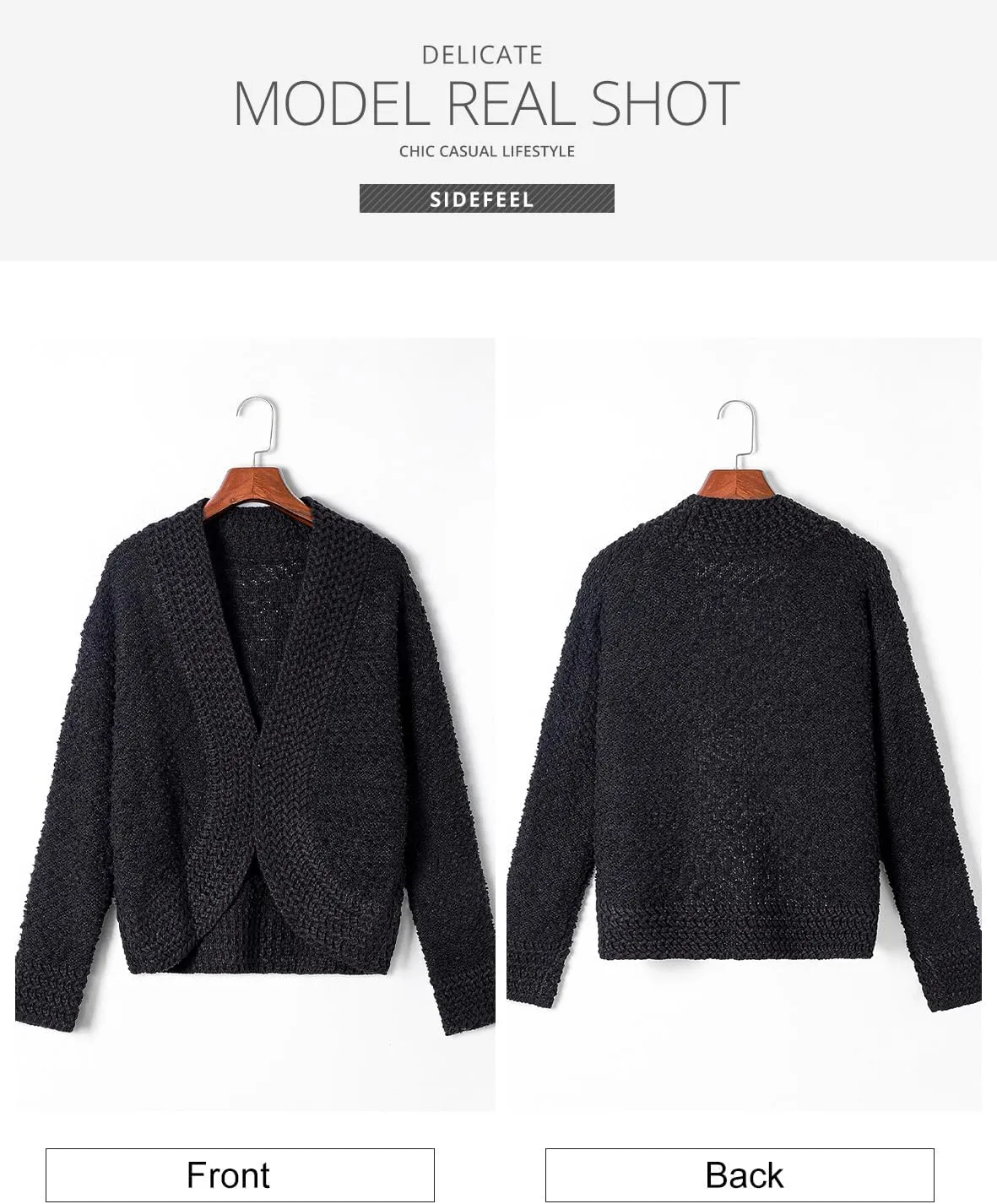 Sidefeel Women's Cardigans Sweaters Casual Long Sleeve Open Front Chunky Knit Coats 2024 Fall Fashion