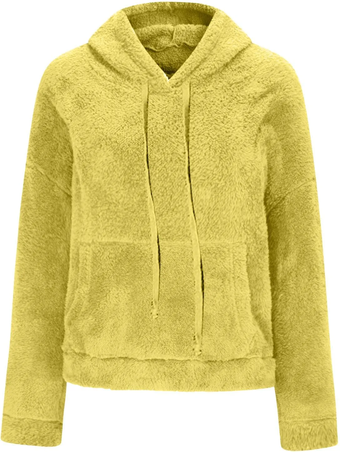 SMIDOW Women Casual Fuzzy Sweatshirt Faux Fleece Pullover Hoodies Cozy Oversized Pockets Hooded Sweatshirts Fall Fashion 2023