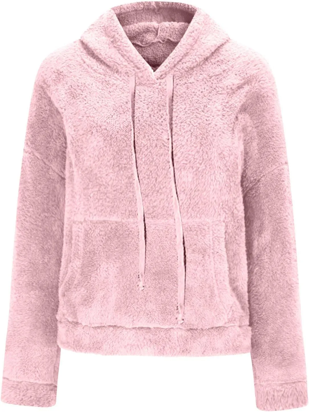 SMIDOW Women Casual Fuzzy Sweatshirt Faux Fleece Pullover Hoodies Cozy Oversized Pockets Hooded Sweatshirts Fall Fashion 2023