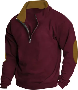 Solid Hoodie Pullover Sweater Men's Fashion Fall And Winter Casual Long Sleeve Half Zip Long Sleeve Sweatshirt Top