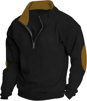 Solid Hoodie Pullover Sweater Men's Fashion Fall And Winter Casual Long Sleeve Half Zip Long Sleeve Sweatshirt Top