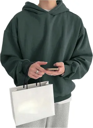 SOLY HUX Men's Oversized Hoodies Long Sleeve Drop Shoulder Basic Pullover Sweatshirt with Hood