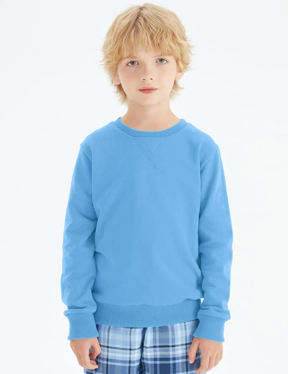 Spring&Gege Youth Basic Sport Crewneck Pullover Sweatshirts for Children（3-14 Years）