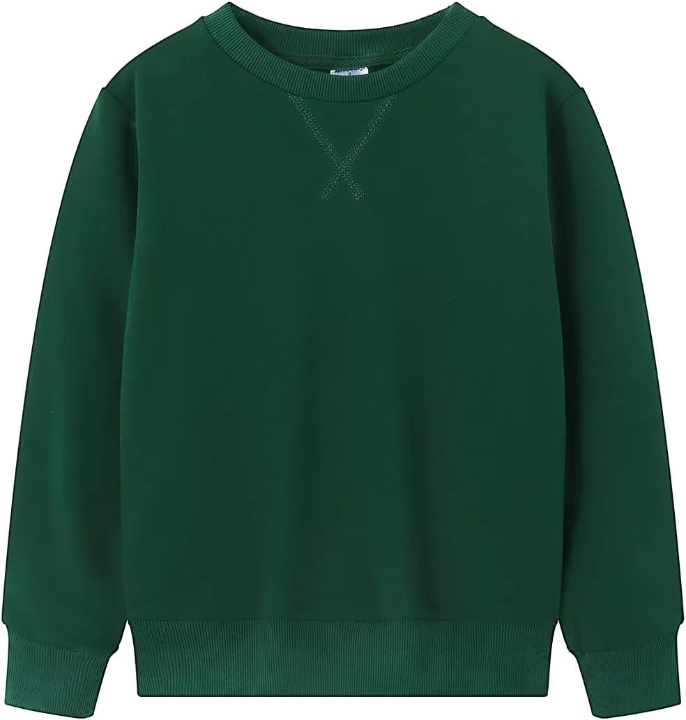 Spring&Gege Youth Basic Sport Crewneck Pullover Sweatshirts for Children（3-14 Years）