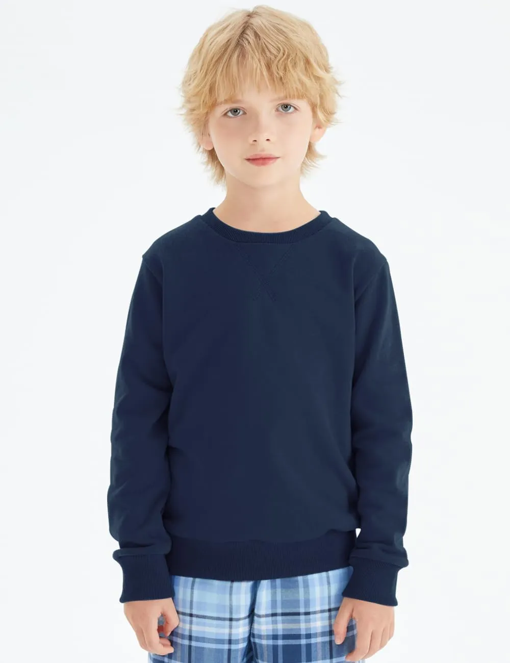 Spring&Gege Youth Basic Sport Crewneck Pullover Sweatshirts for Children（3-14 Years）