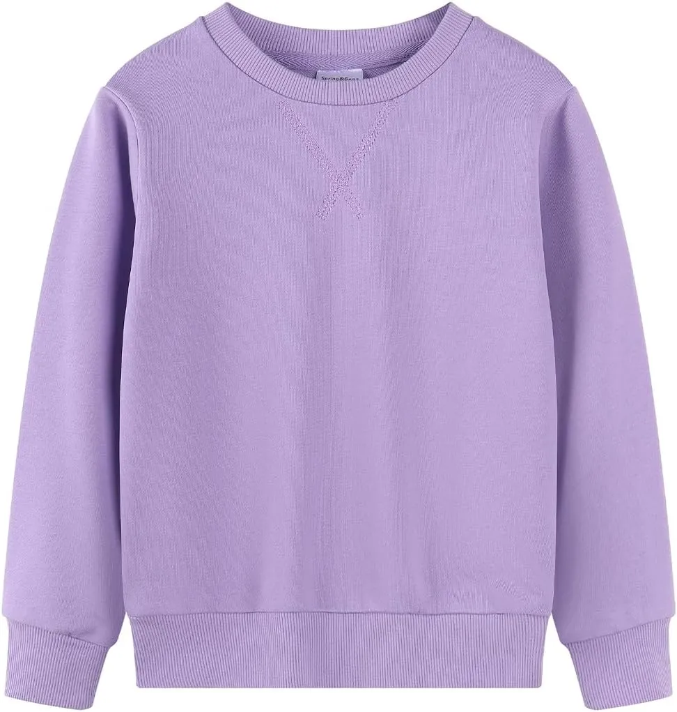 Spring&Gege Youth Basic Sport Crewneck Pullover Sweatshirts for Children（3-14 Years）