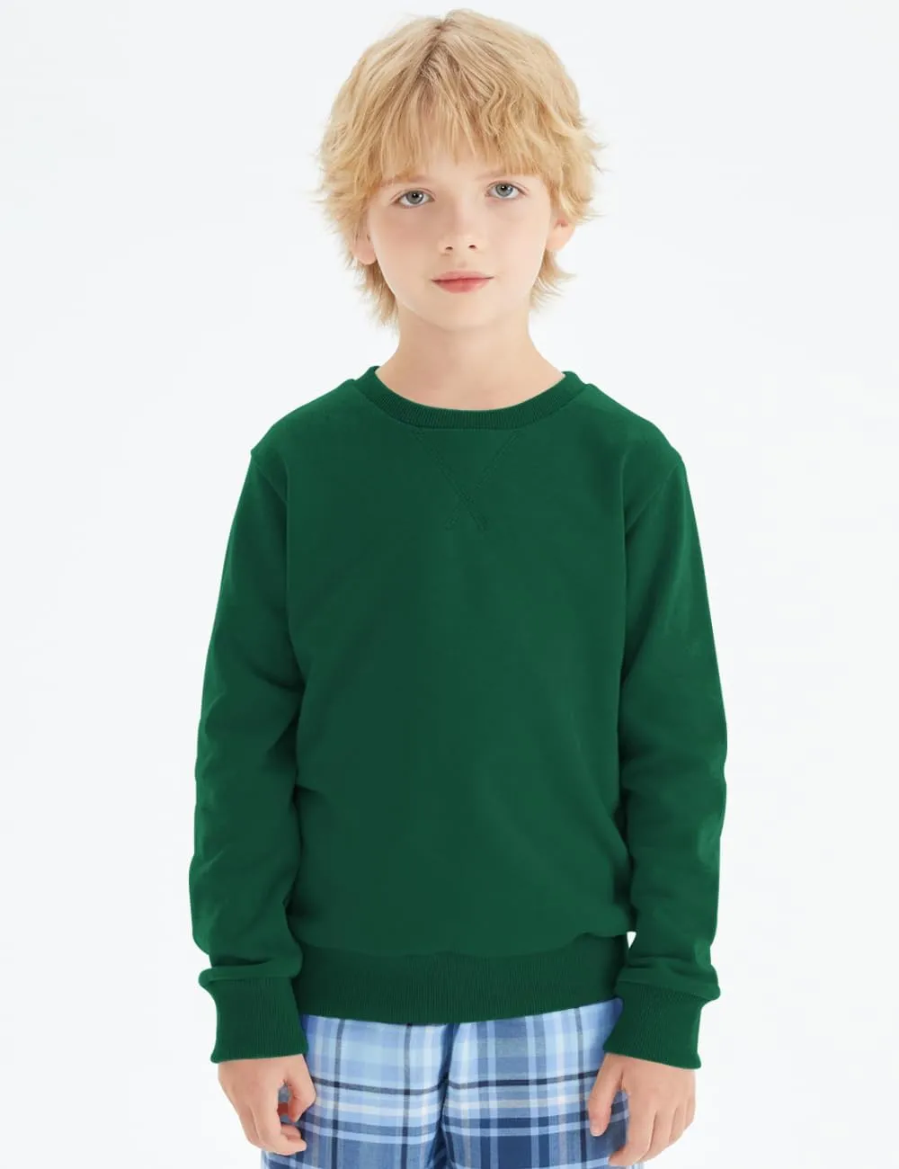 Spring&Gege Youth Basic Sport Crewneck Pullover Sweatshirts for Children（3-14 Years）