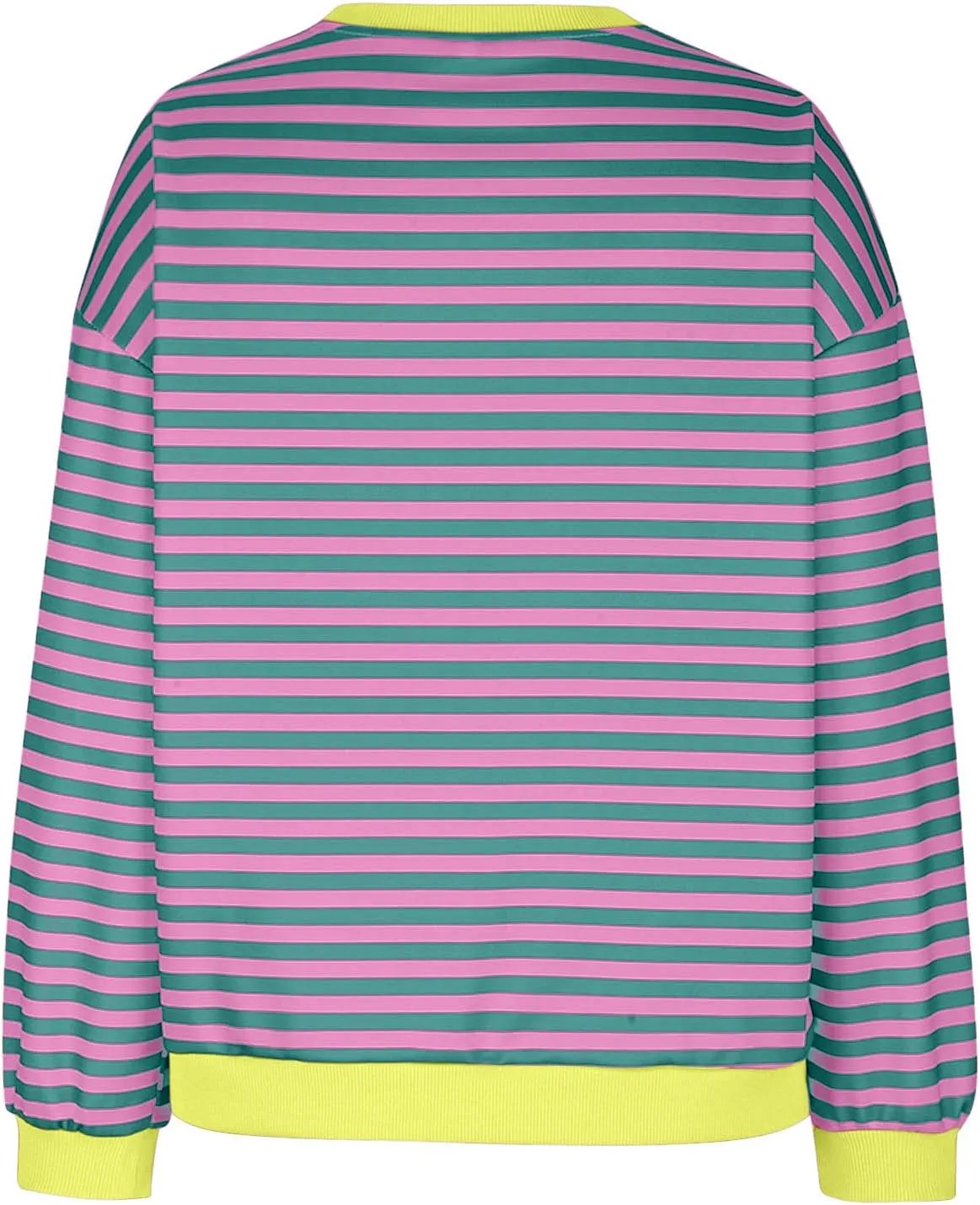 Striped Color Block Sweatshirt for Women Oversized Casual Crewneck Tops Long Sleeve Fleece Fashion Loose Fit Sweater