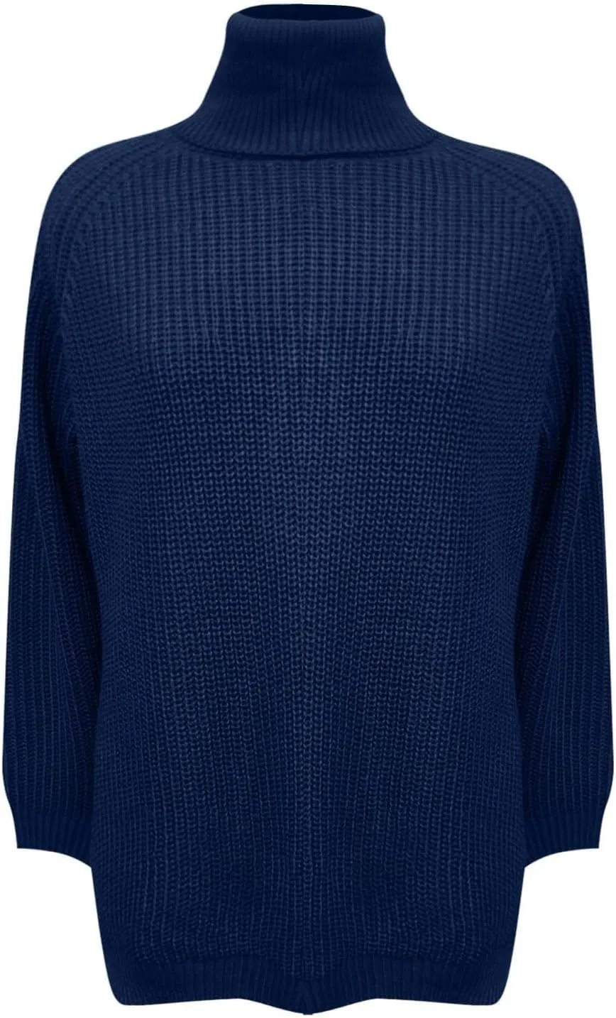 Sweater Dress for Women Turtleneck Oversized Lantern Sleeve Casual Loose Elasticity Chunky Cable Knit Pullover