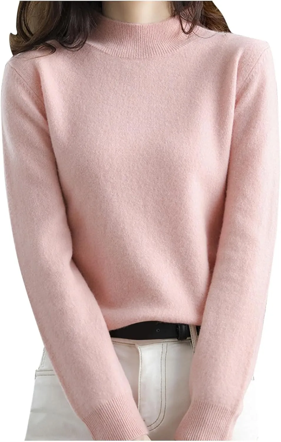Sweater for Women Long Sleeve High Neck Knitted Pullover Plain Fall Tops Casual Oversized Turtleneck Basic Trendy Warm Winter