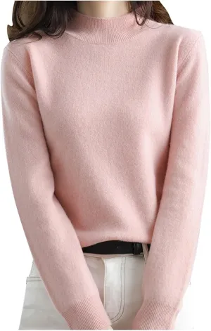Sweater for Women Long Sleeve High Neck Knitted Pullover Plain Fall Tops Casual Oversized Turtleneck Basic Trendy Warm Winter