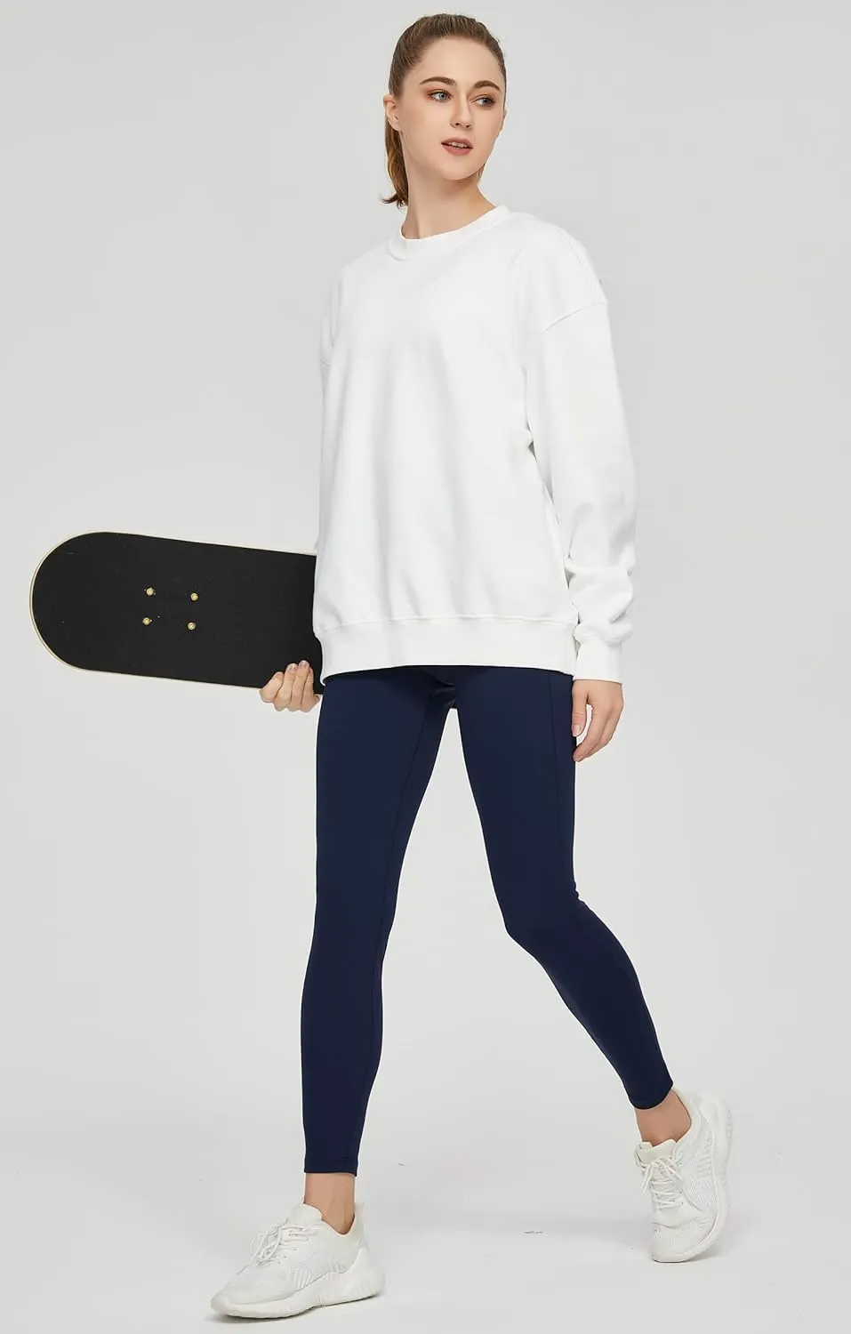 THE GYM PEOPLE Womens' Fleece Crewneck Loose fit Soft Oversized Pullover Sweatshirt