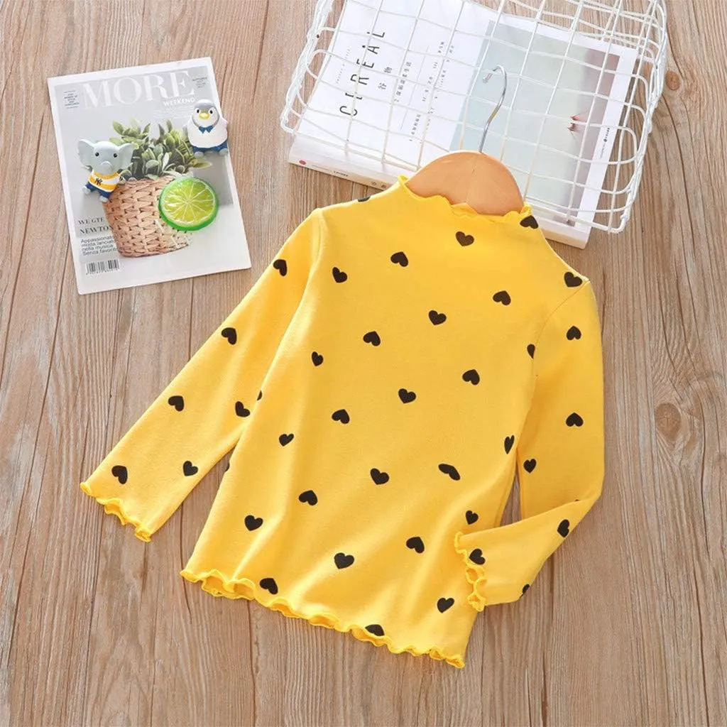 Toddler Baby Little Girls Cotton Pullover Turtleneck T Shirt Top Long Sleeve Bottoming Shirt Basic Girls Undershirts