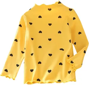 Toddler Baby Little Girls Cotton Pullover Turtleneck T Shirt Top Long Sleeve Bottoming Shirt Basic Girls Undershirts
