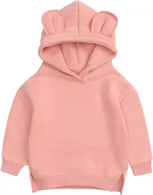 Toddler Sweatshirt Hoodie Pullover Solid Long Sleeve Cute Outfits Baby Girls Boys Fall Winter Cozy Warm Clothes